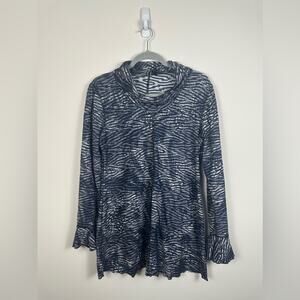 Sno Kins Tunic Bell Sleeve Cowl Neck Size Large EUC Blue Black